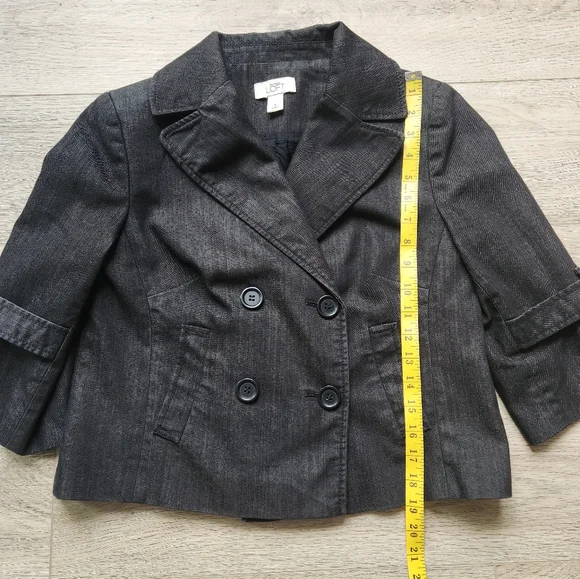 Ann Taylor LOFT Jean Jacket Womens 4 Bell Sleeves Denim Gray Black - Picture 9 of 11